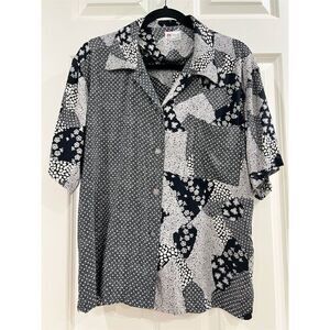Vintage 1980s Naturally Yours Floral Patchwork Shirt Black M Unisex